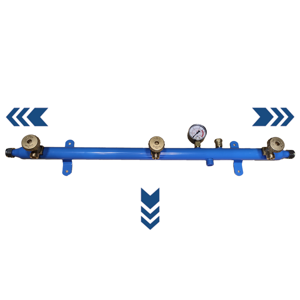 Τριπλό Κολλεκτέρ 3 εξόδων με Βαλβίδα Υπερπίεσης και Μανόμετρο 