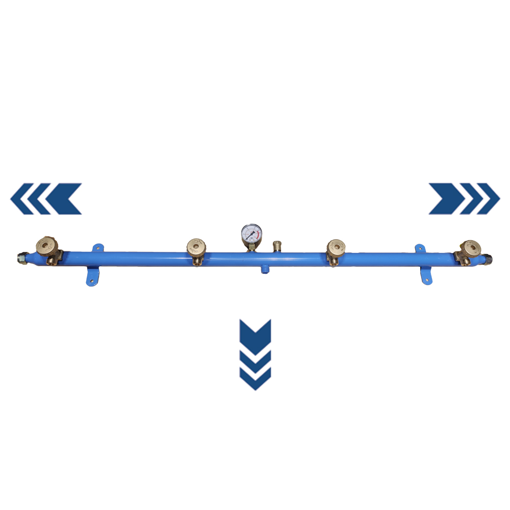 Τετραπλό Κολλεκτέρ 3 εξόδων με Βαλβίδα Υπερπίεσης και Μανόμετρο 