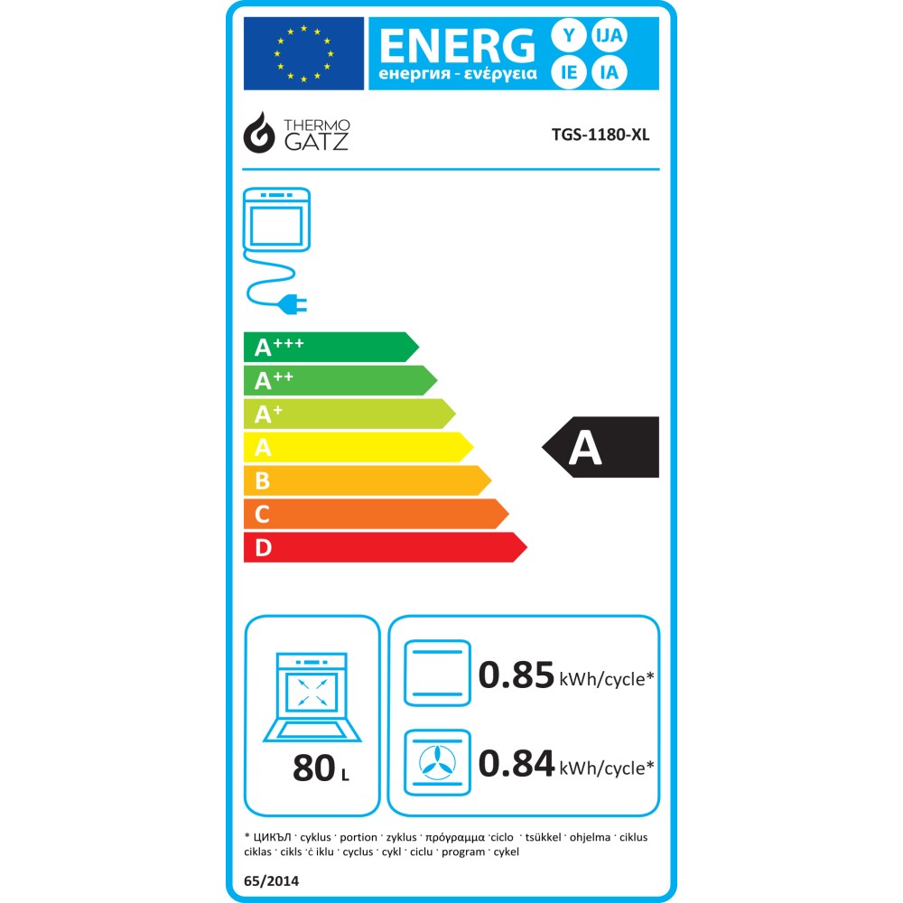 Thermogatz Φούρνος Ηλεκτρικός TGS 1180 XL 80Lt