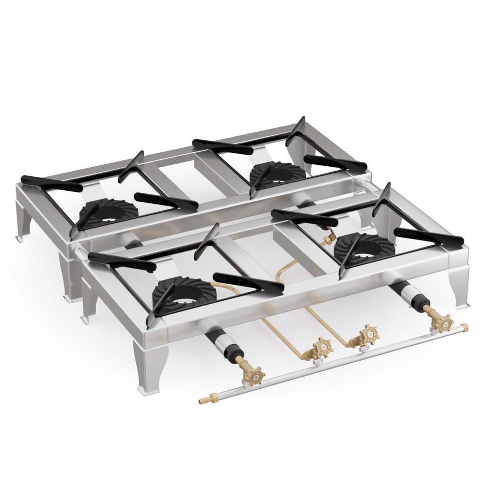 Φλογιστρο Τετραπλό Χαμηλ΄ής Πίεσης GX40 Φ14 ΤΕΤΡΑΓΩΝΟ INOX