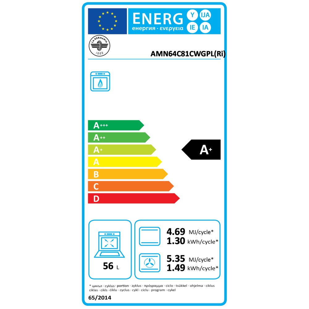 La Germania AMN6 4C 81 C W | Φούρνος Αερίου με Αέρα και Γκριλ Αερίου| Εστίες Αερίου