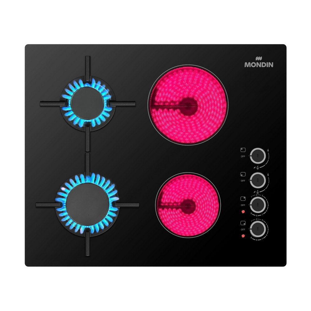 MONDIN VD602BNEV | Εστία Μικτής Τροφοδοσίας | 2 Εστίες Κεραμικές + 2 Αερίου MONDIN VD602BNEV | Εστία Μικτής Τροφοδοσίας | 2 Εστίες Κεραμικές + 2 Αερίου