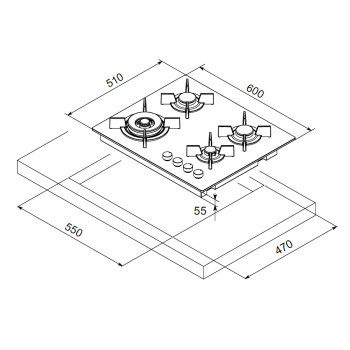 Mondin CG604VTELNN | Εστίες Αερίου| LINEA MURANO