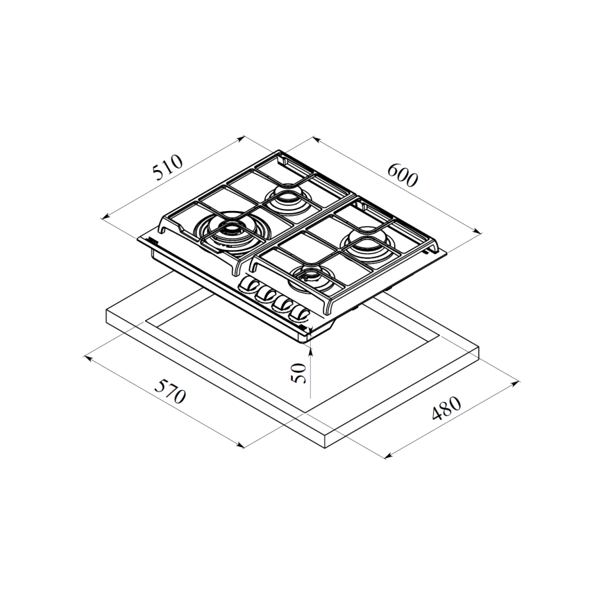 Glemgas GV6 4TX BK | Εστίες Υγραερίου