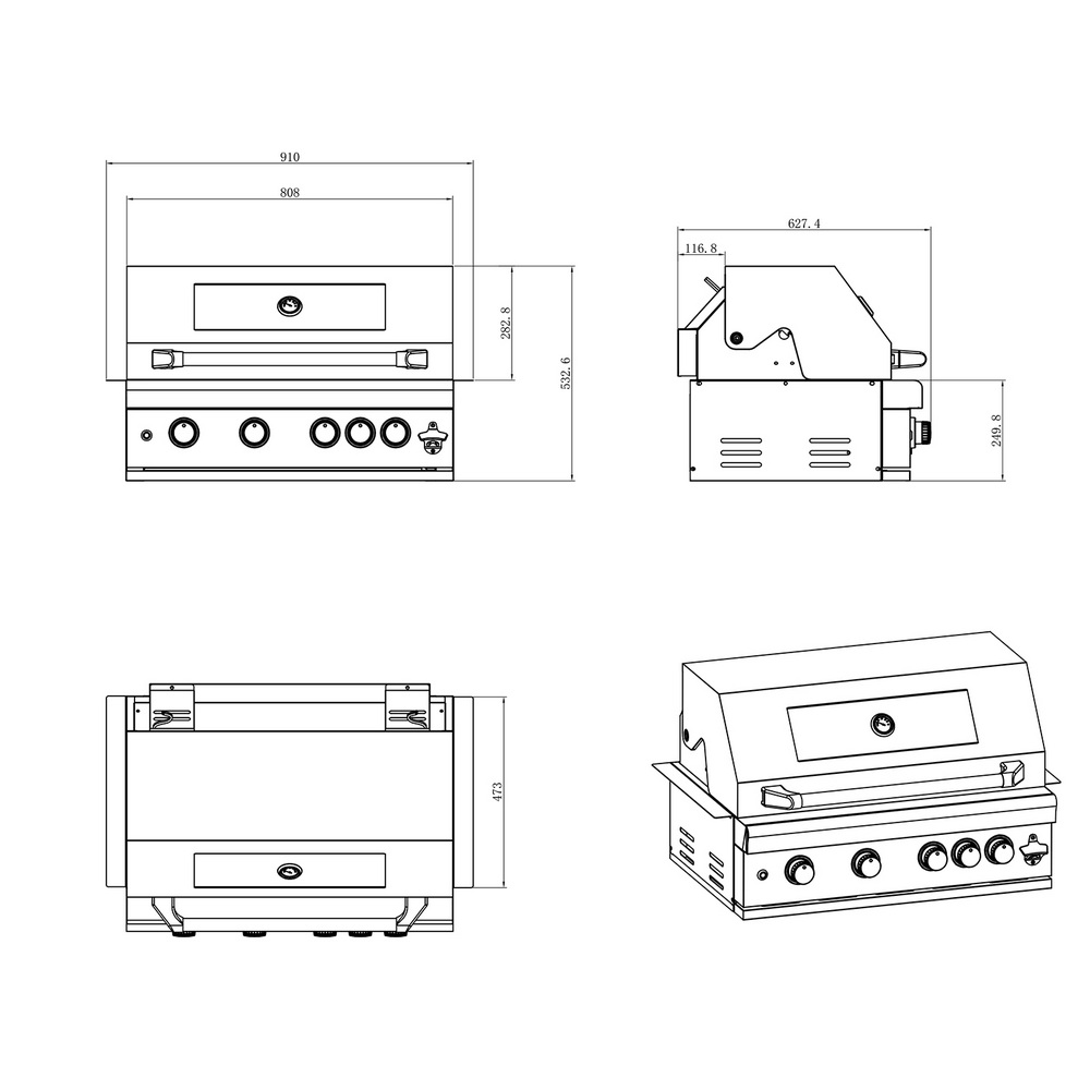 Thermogatz BBQ Υγραερίου SEMI-PROF TGH-BI-B4-G 4+1 19,3kW